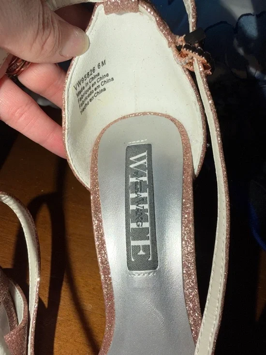 WHIT Rose Gold Glitter Strappy Heeled Sandals - Picture 2 of 4